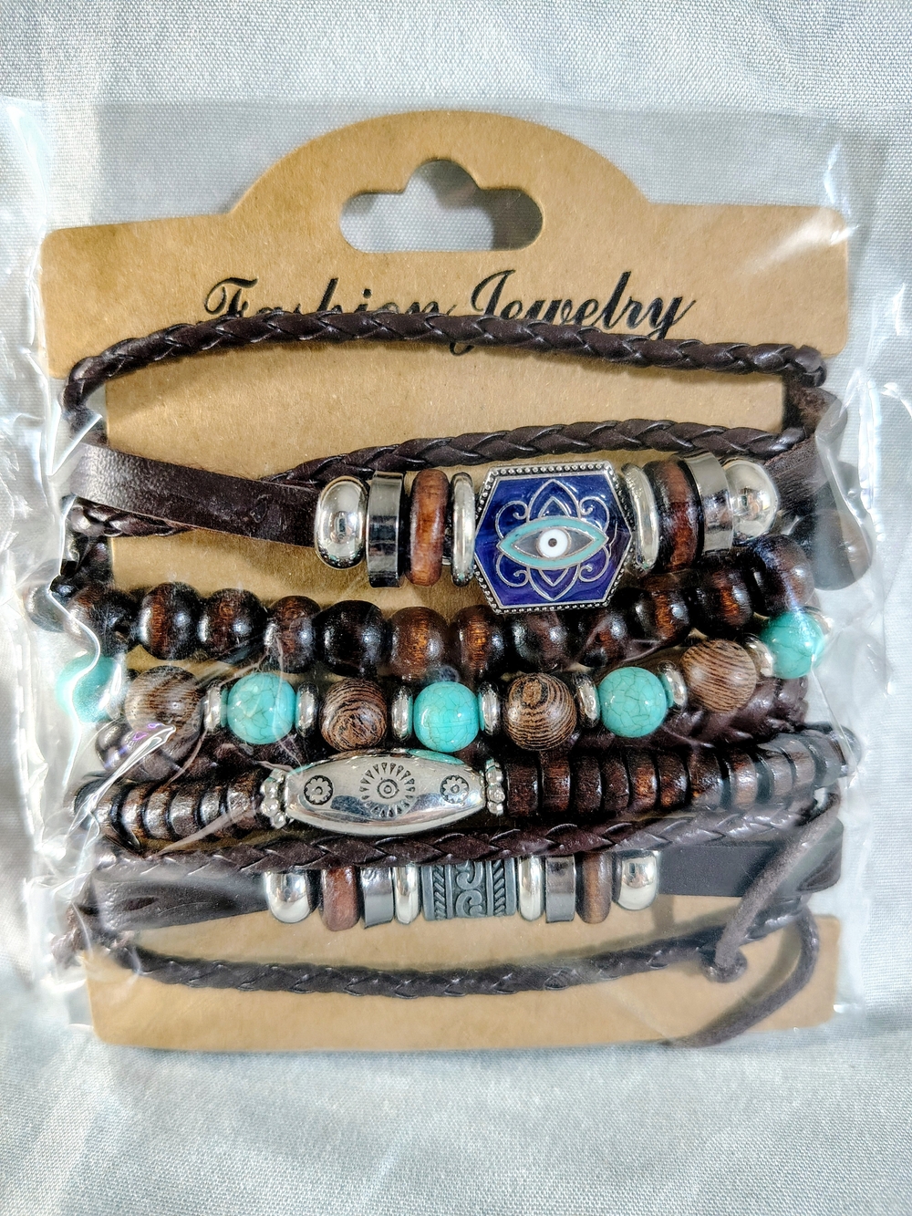 Western Boho Tribal Turquoise and Leather Stackable Bracelets Lot 2
